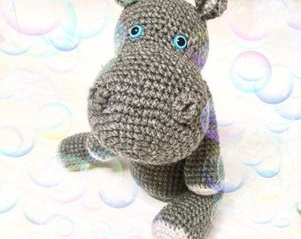 Amigurumi au crochet Hippo Crochet gris couleur hippopotame cadeau pour décoration enfants garçons filles doux mignon décor Hippo bébé douche cadeau enfants