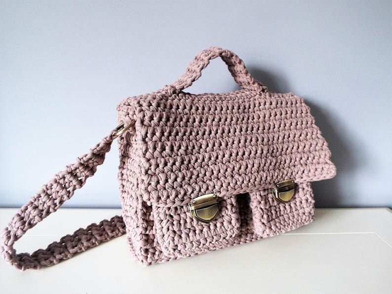 Crochet Messenger Bag With Two Pockets and Locks Short and - Etsy Denmark