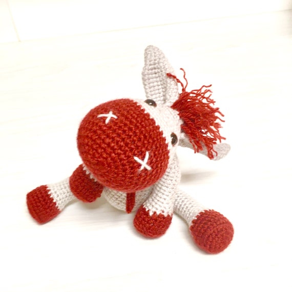 Crochet elegant donkey Amigurumi Kids gift idea Baby shower Kids room design Home decor Cute donkey doll Boys Girls Donkey soft toy Knitted