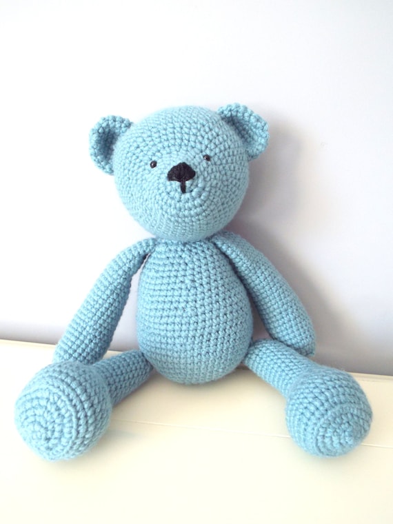 Crochet Teddy Bear Dolls Handmade Amigurumi Home decor Kids toys Stuffed animal Baby shower Gift ideas Boys Collectible blueTeddy Bear Gift