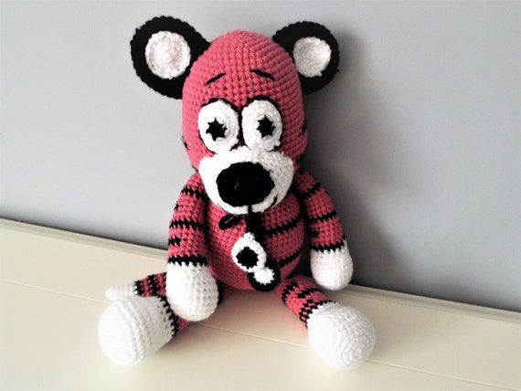 Pink tiger Crochet Tiger Amigurmi Boys Girls Baby shower Gift ideas Interior decorations Home decor Soft animals Crochet tiger doll Toddler