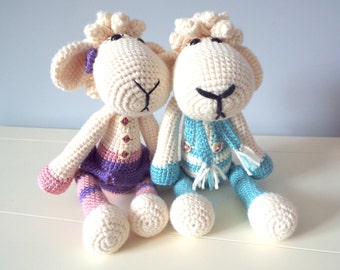 Mouton agneau Amigurumi peluche animal maison décor enfants jouets au Crochet poupées cadeaux jouets bébé douche collection poupée d’art faite sur commande de crochet