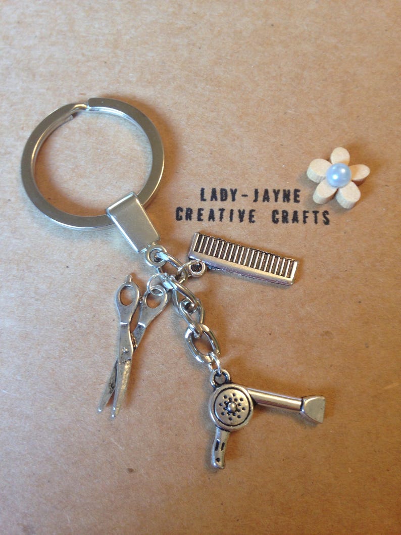 Keyring Hairdresser stylist thank you gift charm heart handmade keepsake Barber
