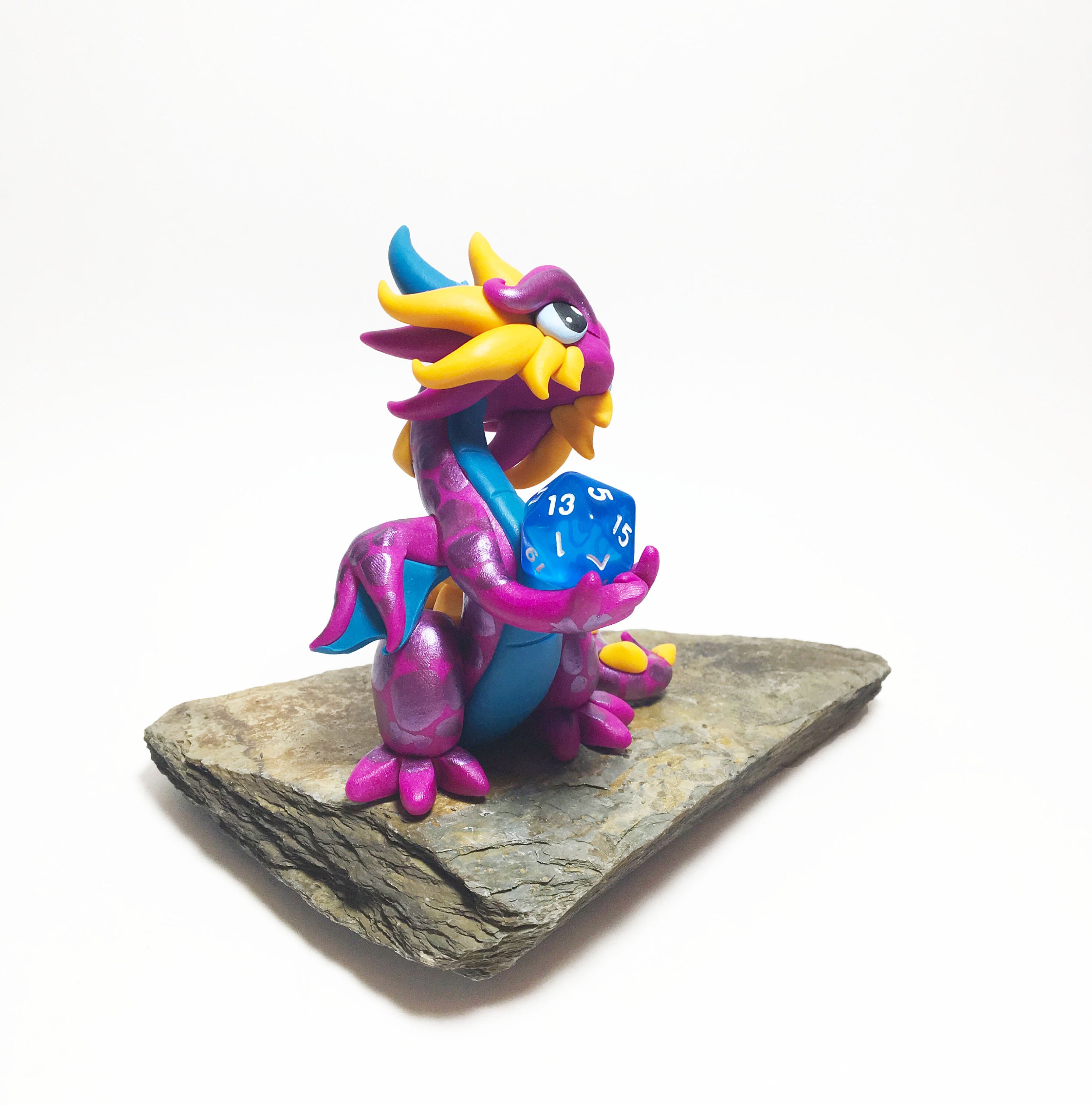 Polymer Clay Dice Dragon Sculpture Dragon Dice Holder DnD Fuchsia