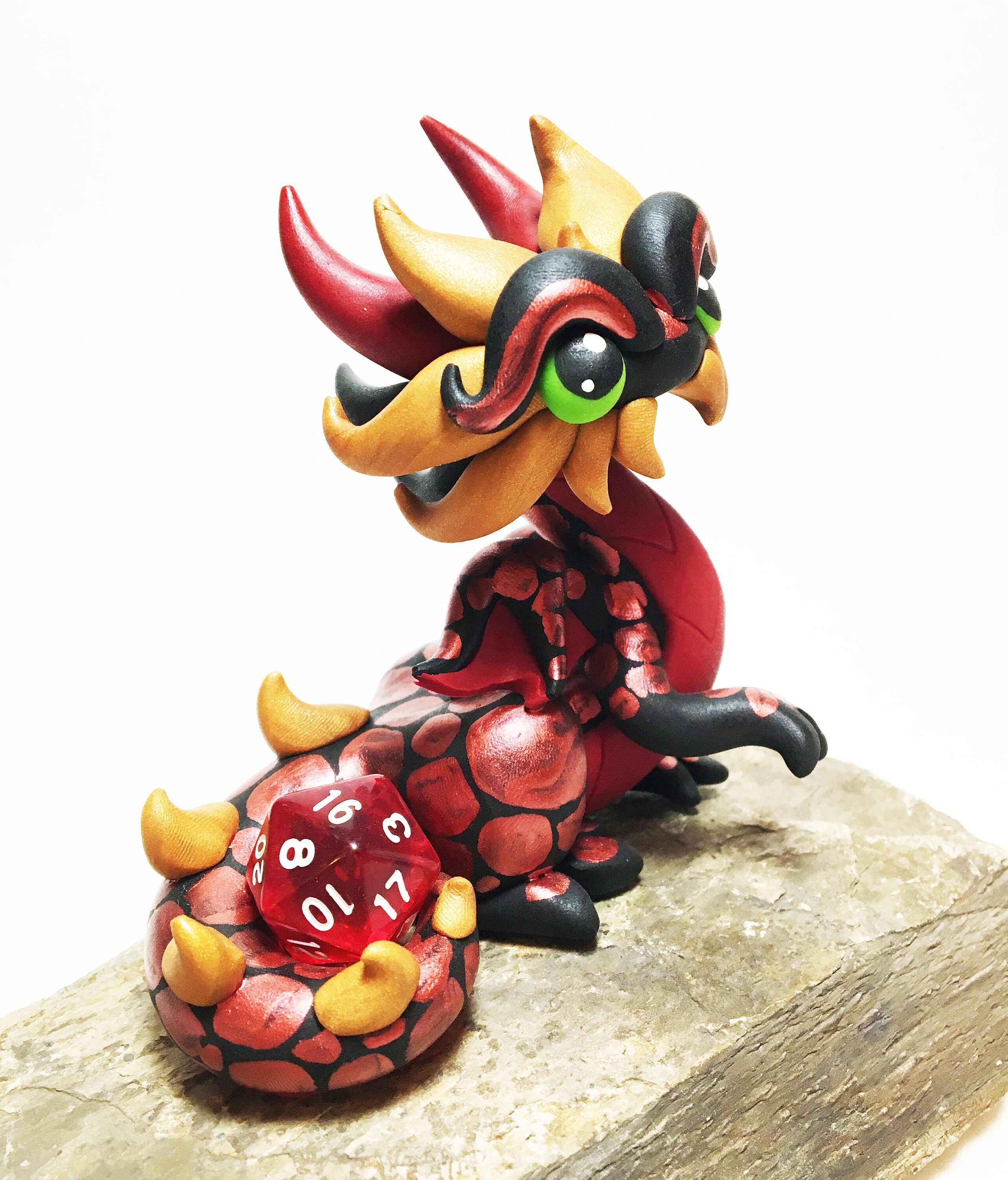 DnD Dice Dragon Dice Dragon Polymer Clay Dragon Dice Holder Black