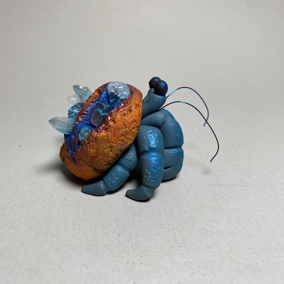 Crystal Hermit Crab Sculpture | Polymer Clay Hermit Crab | Crab Figurine | Crystal Crab