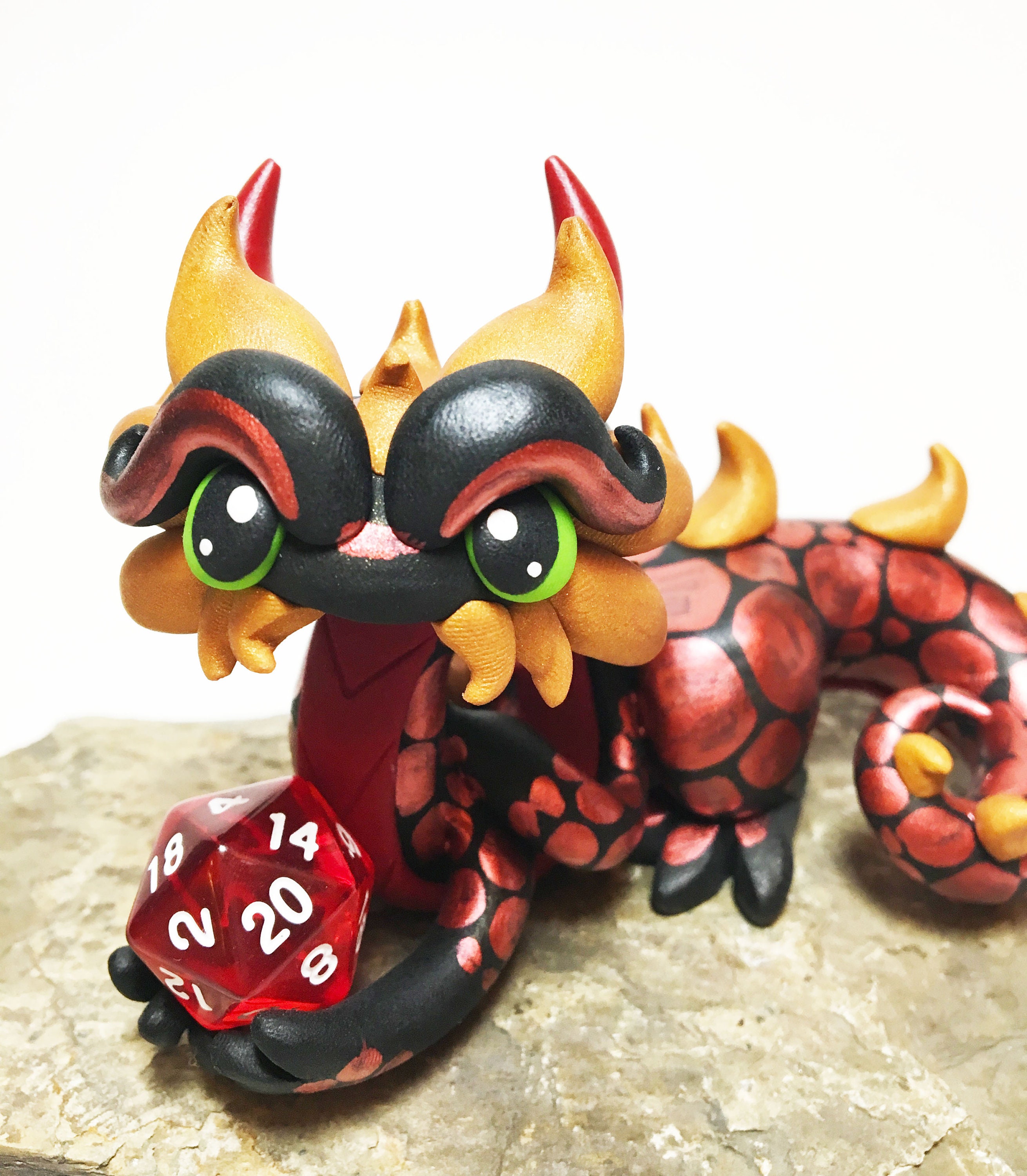 DnD Dice Dragon Dice Dragon Polymer Clay Dragon Dice Holder Black