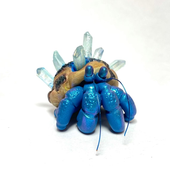 Crystal Hermit Crab Sculpture | Polymer Clay Hermit Crab | Crab Figurine | Crystal Crab