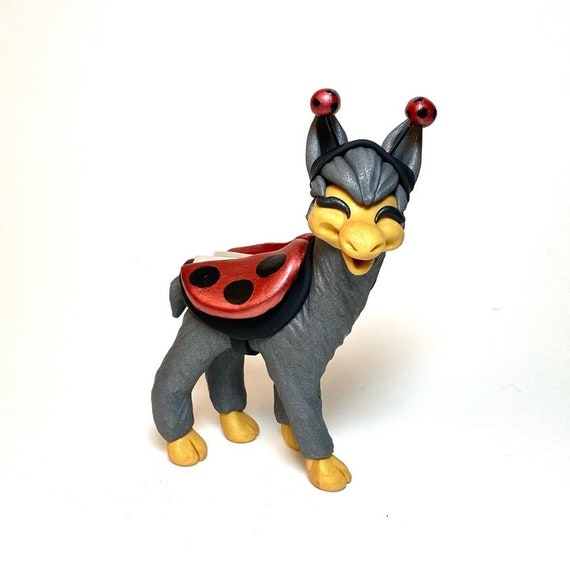 Halloween Costume Llama | Llama Sculpture | Fall Llama Figurine | Ladybug Llama