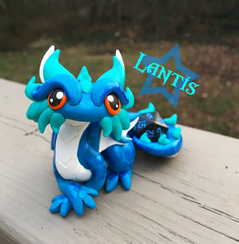 Polymer Clay Dice Holder Dragon Turquoise White and Teal Etsy