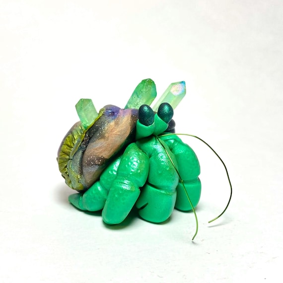 Crystal Hermit Crab Sculpture | Polymer Clay Hermit Crab | Crab Figurine | Crystal Crab