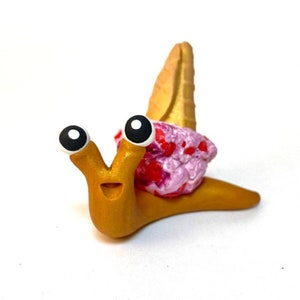 Cherry Swirl Ice Cream Snail Escargot dargile polymère Figurine descargot Sculpture descargot image 2