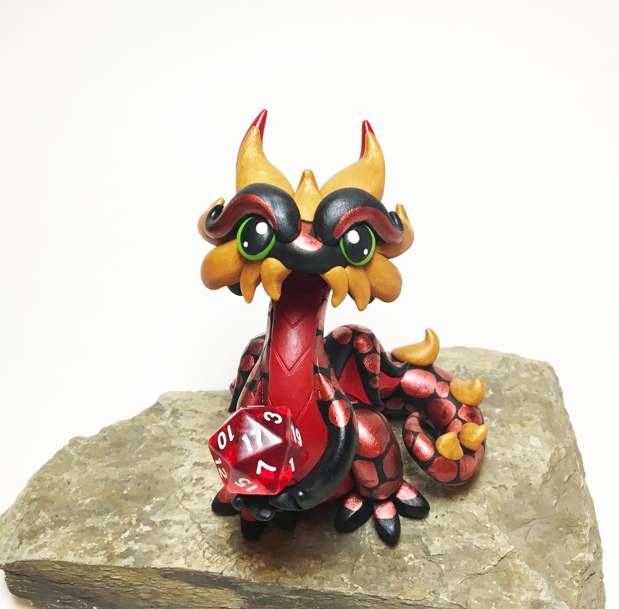 DnD Dice Dragon Dice Dragon Polymer Clay Dragon Dice Holder Black