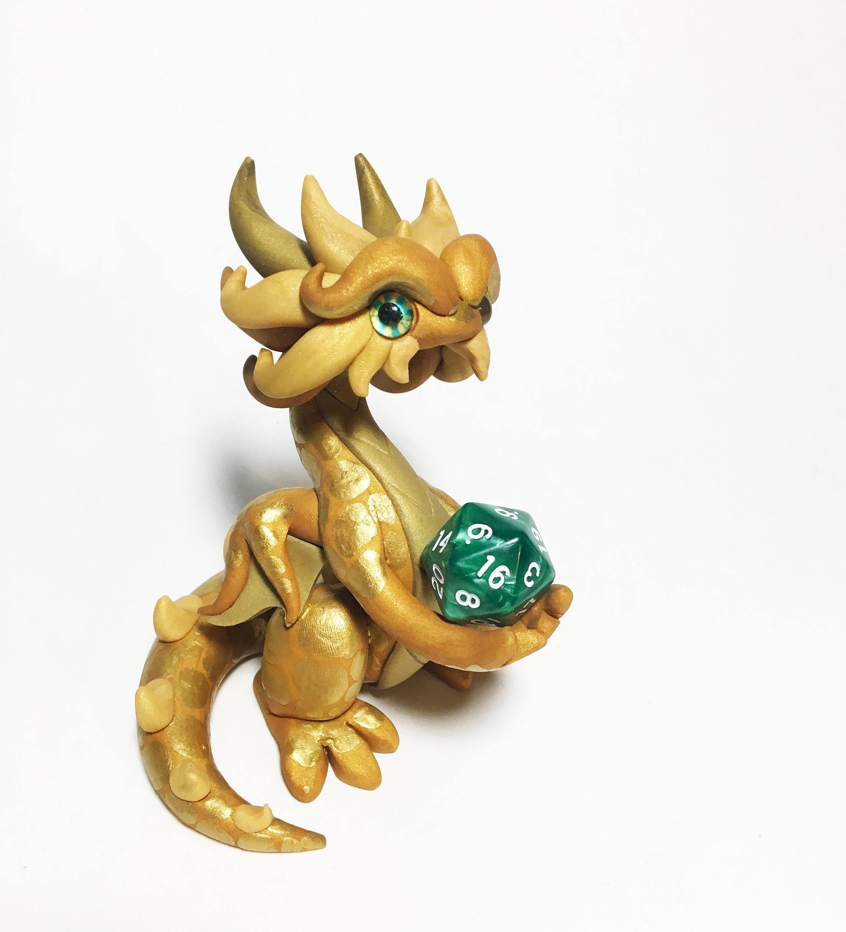 Polymer Clay Dragon Dice Holder Shades of Gold Gildor