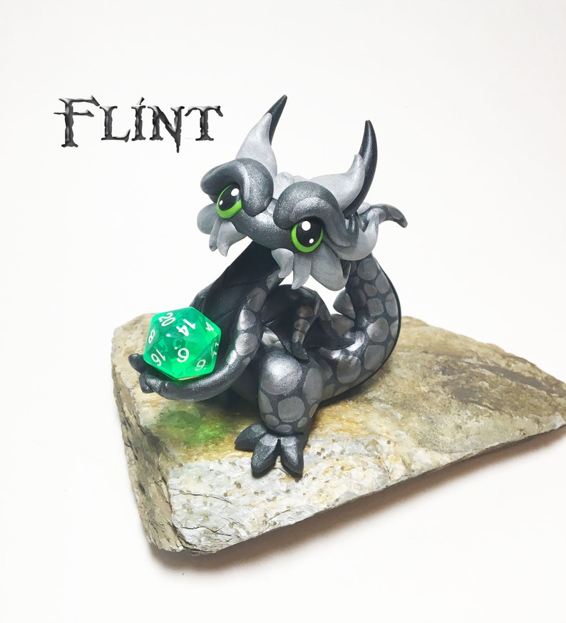 Polymer Clay Dragon Dice Holder Gunmetal Grey Steel Grey Etsy