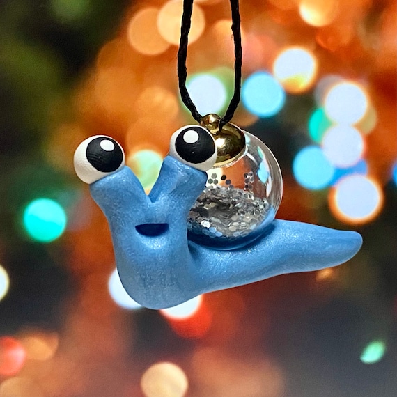 Snail Christmas Ornament | Snail with Christmas Glitter Ball Ornament | Mini Snail Ornament | Cute Snail Sculpture