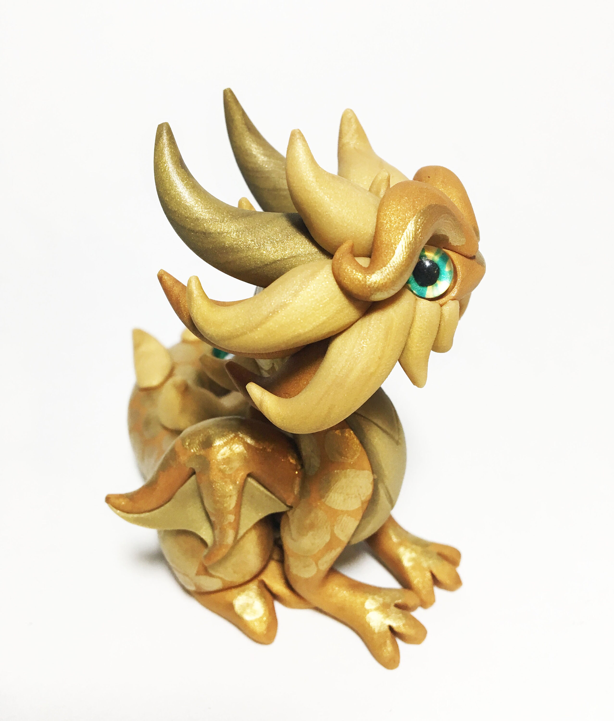 Polymer Clay Dragon Dice Holder Shades of Gold Gildor