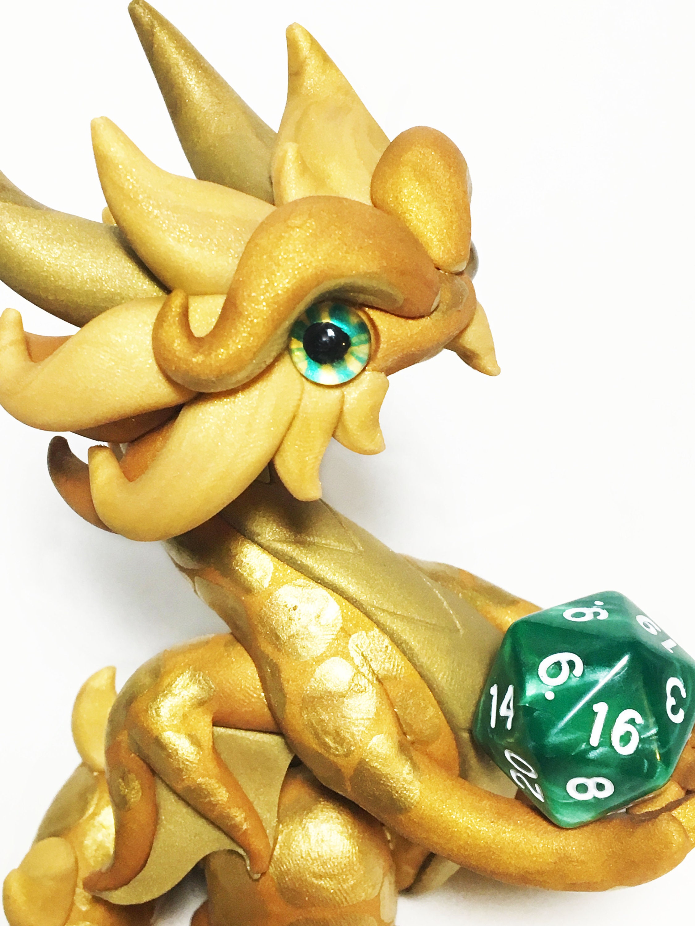 Polymer Clay Dragon Dice Holder Shades of Gold Gildor