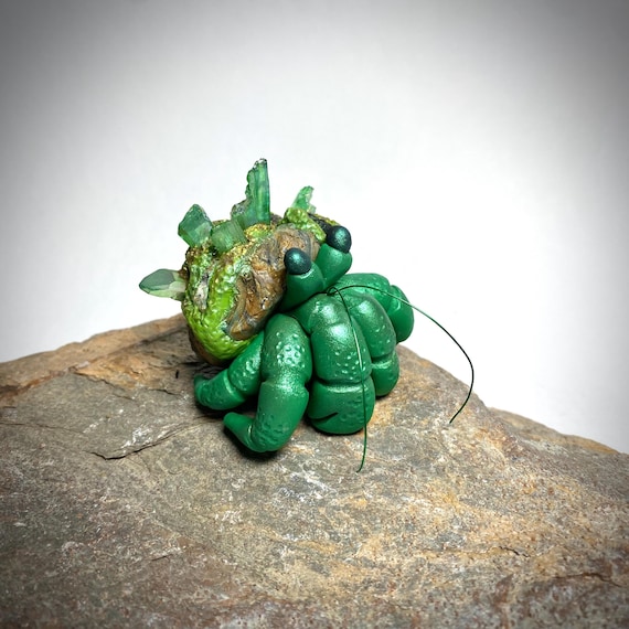 Crystal Hermit Crab Sculpture | Polymer Clay Hermit Crab | Crab Figurine | Crystal Crab