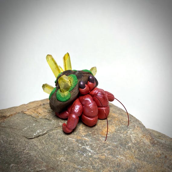 Crystal Hermit Crab Sculpture | Polymer Clay Hermit Crab | Crab Figurine | Crystal Crab