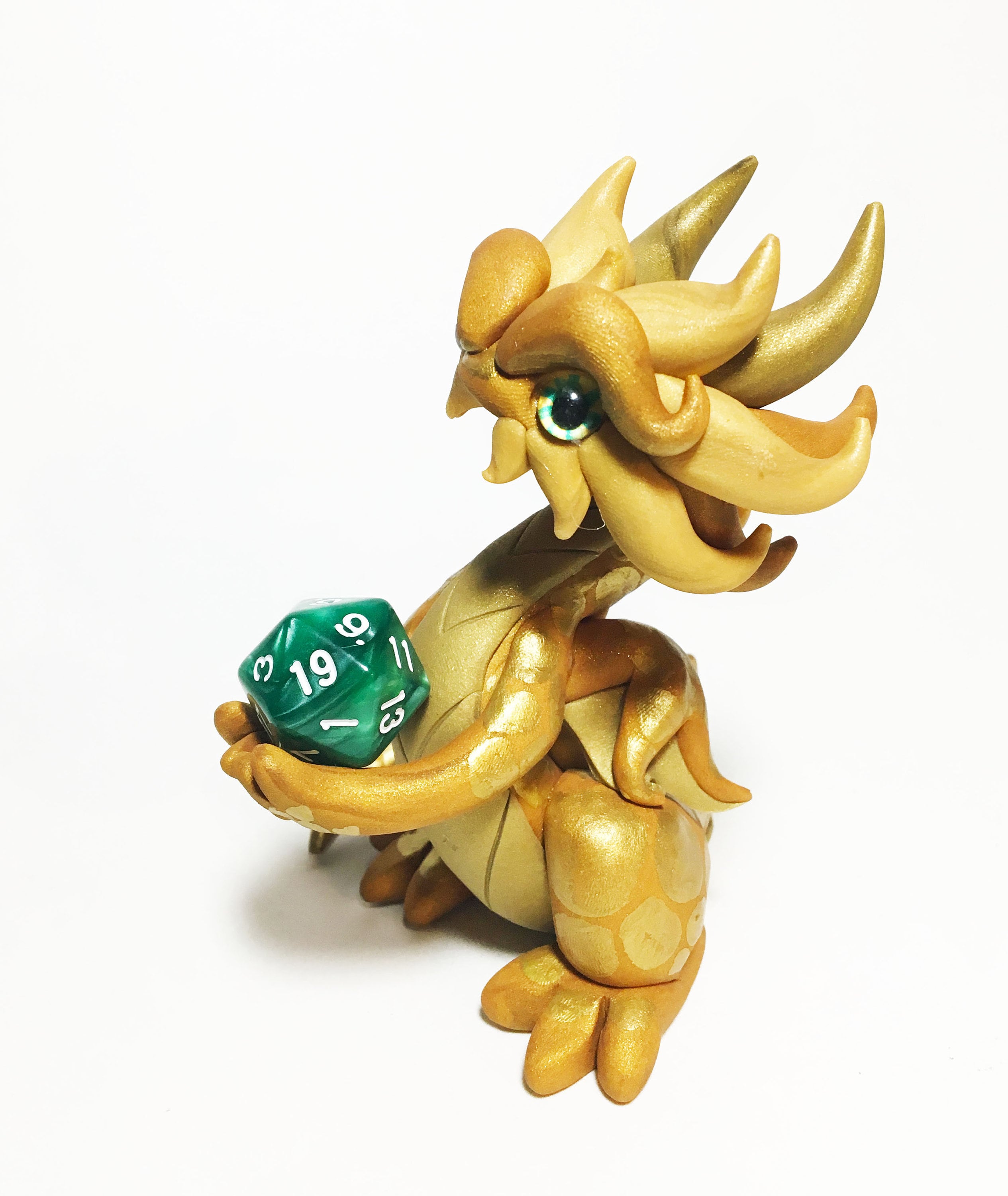 Polymer Clay Dragon Dice Holder Shades of Gold Gildor