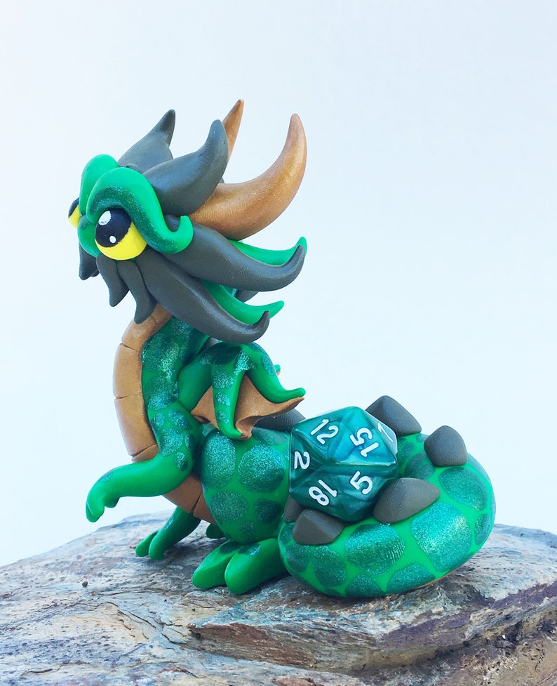 Dice Dragon Polymer Clay Dragon Dice Holder Emerald Green Etsy
