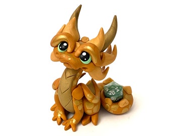 Gildor | Polymer Clay Dragon Dice Holder | Shades of Gold