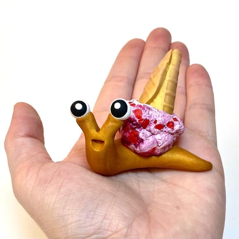 Cherry Swirl Ice Cream Snail Escargot dargile polymère Figurine descargot Sculpture descargot image 4