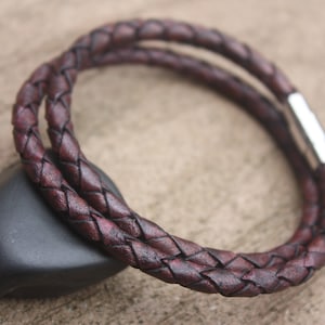 Leather Bracelet, Braided Bracelet, Gift, Men&#39;s Gift, Girlfriend Gift, Anniversary Gift, Bracelet
