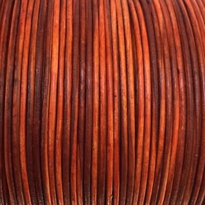 1mm premium round leather cord antique red orange cord supply leather making leather thin leather lace DC-3