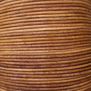 1.5mm premium round leather cord antique camel leather lace by the yard light brown jewelry making cord supply A8815