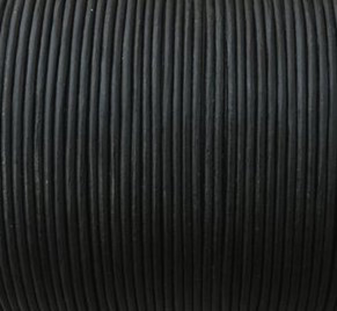 1.5mm Premium Round Leather Lace Leather Cord Matte Black Etsy