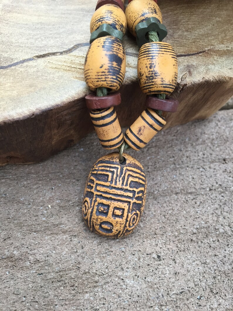 mens necklace accessories jewelry ancient antique ceramic N11 Handmade women necklace adjustable necklace hand made necklace