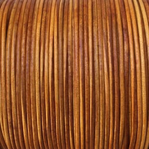 1mm premium round leather cord antique light brown By The Yard leather making thin leather cord