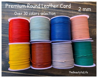 2mm premium european round leather cord 2 mm over 30 colors