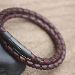 Mens Leather Bracelet, Braided Bracelet, ID Gift, Gift For Her, Weeding Party Gifts, Anniversary Gift, Groomsman Gift