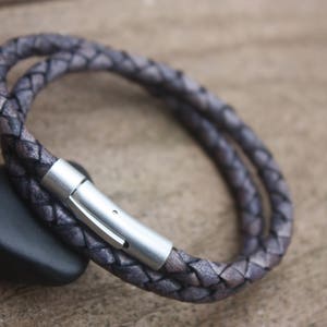 Bracelet, Mens Leather Bracelet, Braided Bracelet, Groomsman Gift, Husband Gift, Weeding Gift, Anniversary Gift. For Him