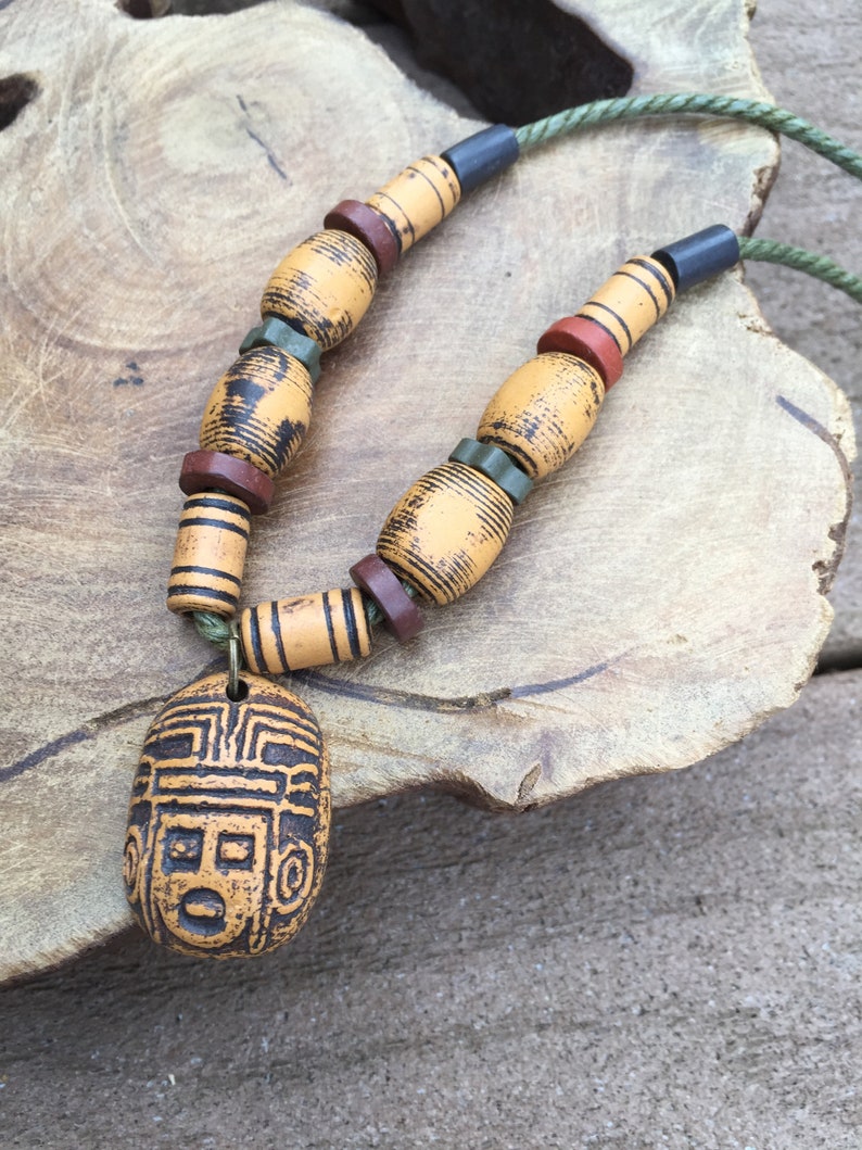 mens necklace accessories jewelry ancient antique ceramic N11 Handmade women necklace adjustable necklace hand made necklace