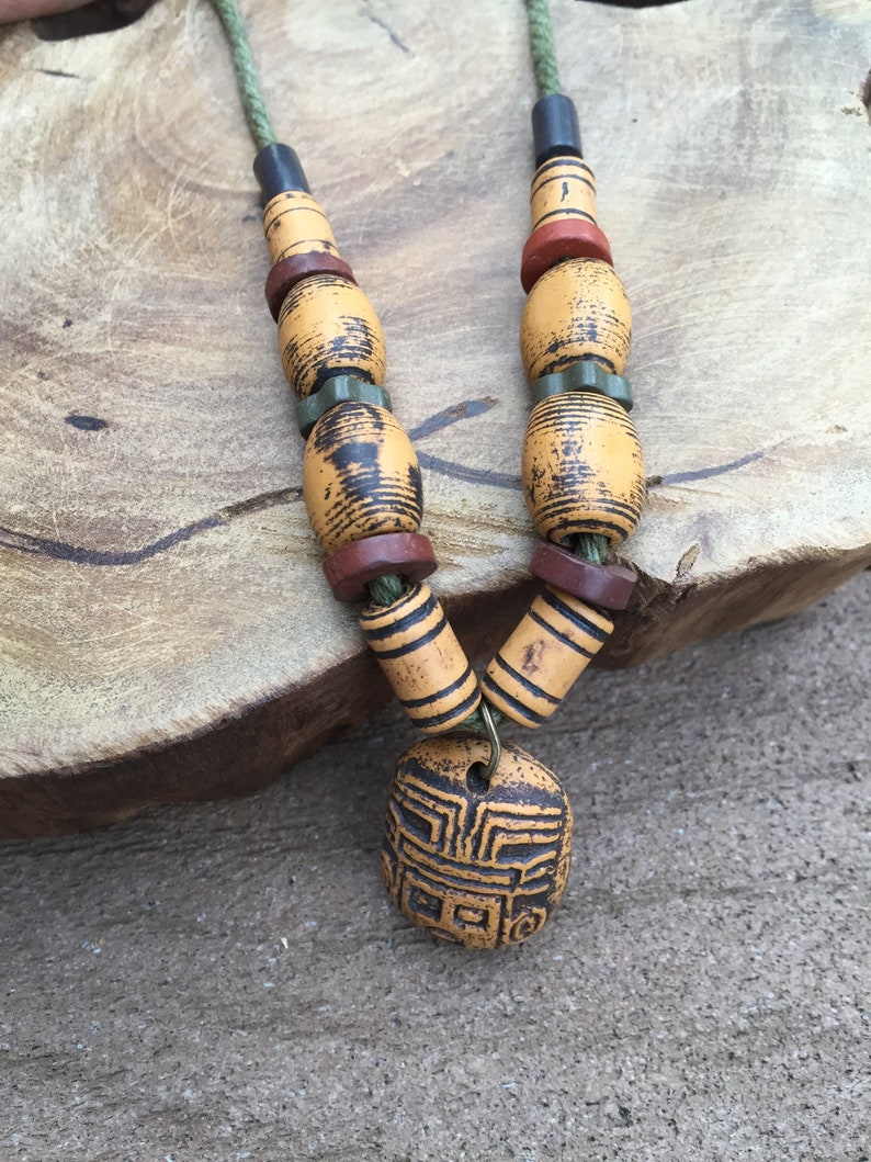 mens necklace accessories jewelry ancient antique ceramic N11 Handmade women necklace adjustable necklace hand made necklace