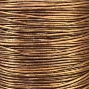 Premium leather 2mm round leather cord metallic bronze jewelry supplies metallic finished A4020