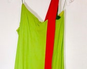 BILL BLASS Maurice Retner 1960 silk chiffon color block one shoulder gown as seen VOGUE