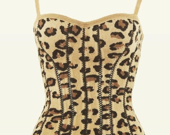 AZZEDINE ALAIA A/w 1991 leopard print knit wool bustier x rare