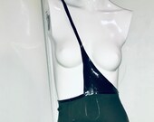 GUCCI TOM FORD 1990s forest green dress with leather one shoulder bondage dress. Runway rare