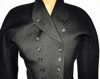 AZZEDINE ALAIA a military cadet cropped wool jacket with buttons Made in France