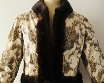 CHRISTIAN DIOR 1950 silk cropped mink trim couture jacket Dior Paris numbered boutique custom jacket x Rae Made in France