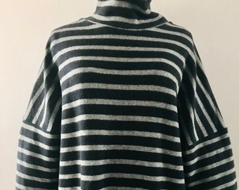 RAF SIMONS  RIOT Riot Riot A/W 2001 navy grey striped wool sleeve sweater on another site the sweater is listed  18,900.00 Made in Belgium