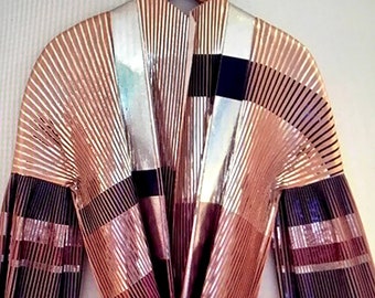 BALENCIAGA couture Nicolas GHESQUIERE runway coveted grail pleated metallic kimono coat Made in France xrare museum