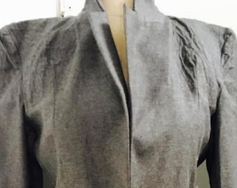 MARTIN MARGIELA 1990 unfinished hem grey charcoal wool jacket