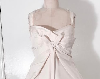 CHRISTIAN DIOR S/S 1956 haute couture numbered off white champagne silk Femme Fleur look ball gown Museum Made in France perfect for wedding