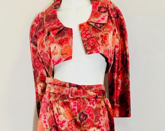 CHRISTIAN DIOR A/W 1956 three piece floral silk suit ensemble runway rare piece of fashion history 1950's CHIC! glamour